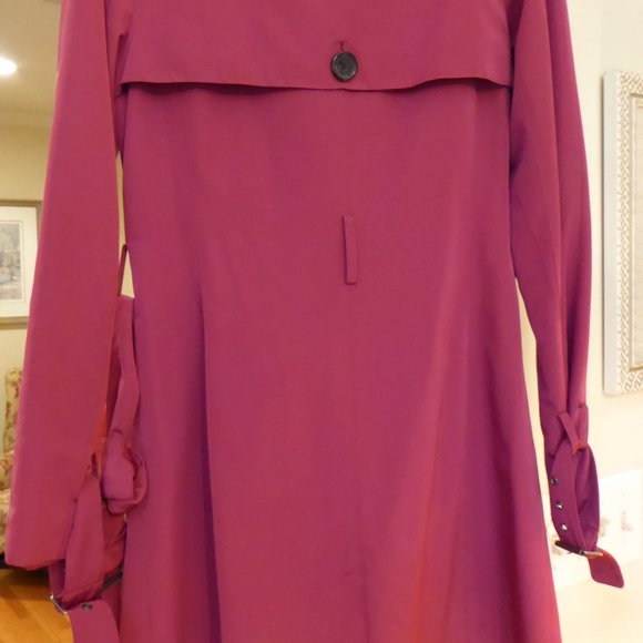 LK Bennett Light Weight Raspberry Pink Double Breasted Trench Coat USA Size 4 - Picture 3 of 15
